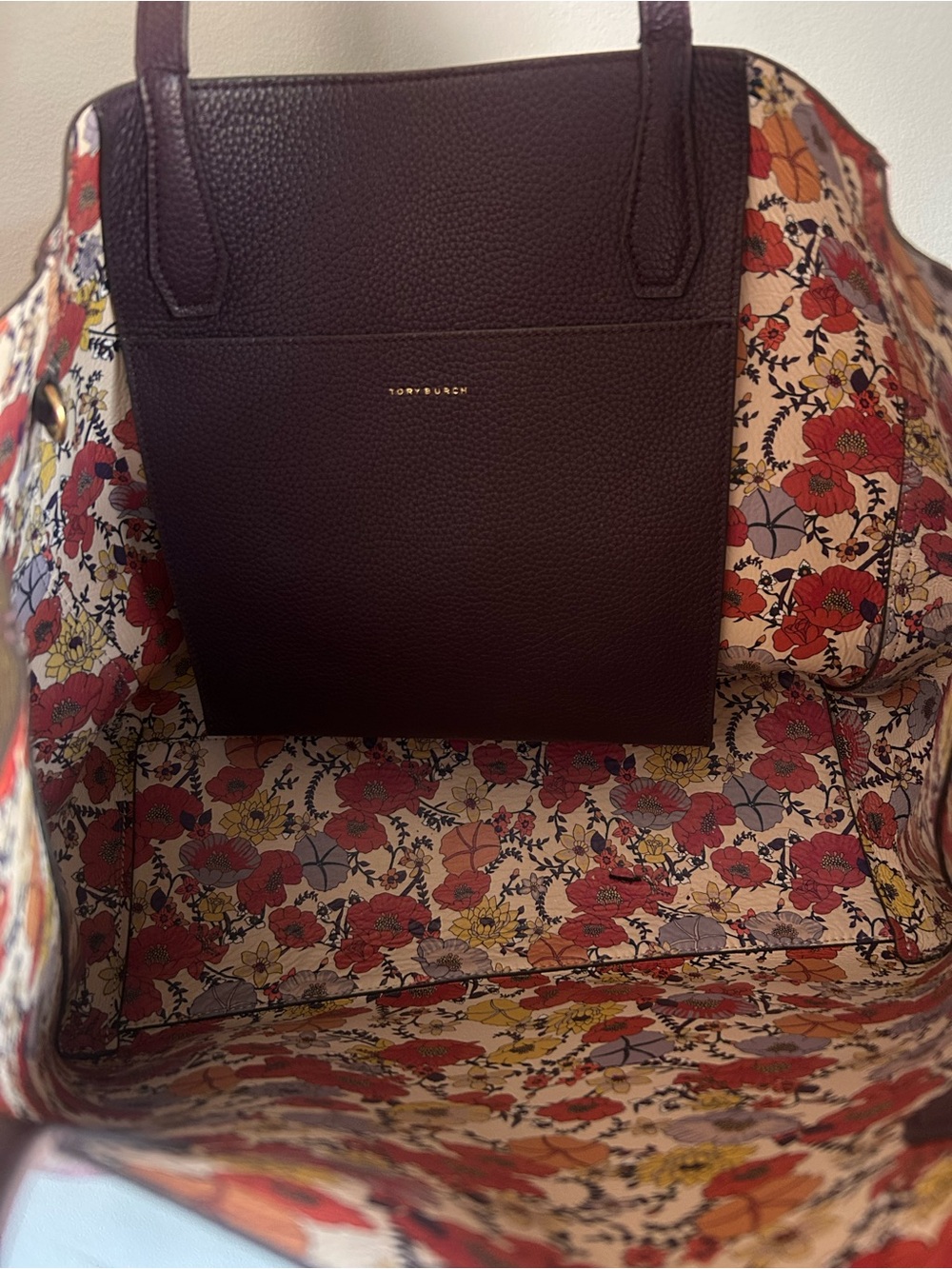 Tory Burch Blake Plum Leather Tote - Picture 4 of 5